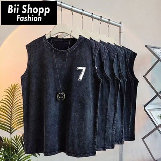 LOCAL BRAND Áo Tantop Wash Số 7 Nhỏ Phong Cách Unisex Form Rộng - Áo Ba Lỗ Sát lách wash đen Ullzang tay lỡ nam nữ CoNhỏ