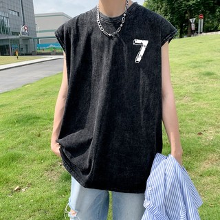 LOCAL BRAND Áo Tantop Wash Số 7 Nhỏ Phong Cách Unisex Form Rộng - Áo Ba Lỗ Sát lách wash đen Ullzang tay lỡ nam nữ CoNhỏ