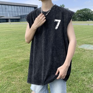 LOCAL BRAND Áo Tantop Wash Số 7 Nhỏ Phong Cách Unisex Form Rộng - Áo Ba Lỗ Sát lách wash đen Ullzang tay lỡ nam nữ CoNhỏ