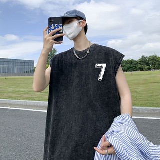 LOCAL BRAND Áo Tantop Wash Số 7 Nhỏ Phong Cách Unisex Form Rộng - Áo Ba Lỗ Sát lách wash đen Ullzang tay lỡ nam nữ CoNhỏ