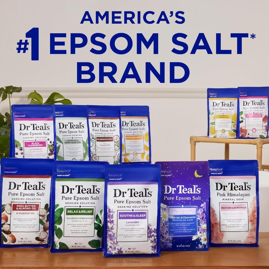 Muối tắm Epsom tẩy tế bào chết Dr Teal's Epsom Salt Soaking Solution, Soothe and relax 1.36kg