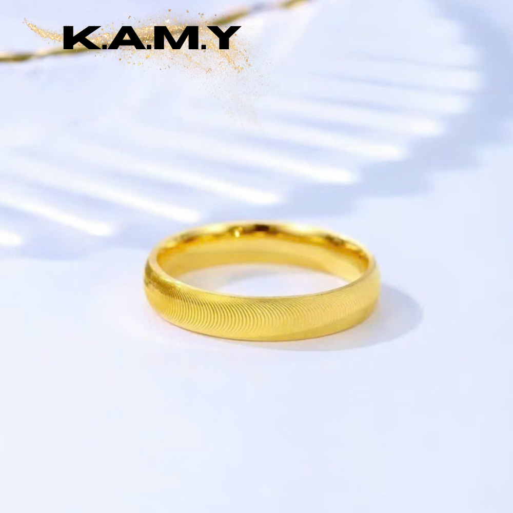 Nhẫn Vàng Trơn Họa Tiết Xoắn Đơn Giản – Trang Sức Vàng Mạ Cao Cấp K.A.M.Y (Cặp/Đơn)