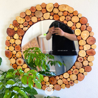 (GT-01) Gương gỗ treo tường LỘC MỘC kích thước tròn D60cm - Handmade Decor Nghệ Thuật thiên nhiên