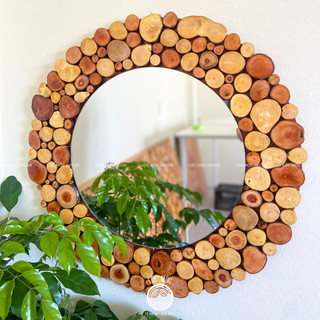 (GT-01) Gương gỗ treo tường LỘC MỘC kích thước tròn D60cm - Handmade Decor Nghệ Thuật thiên nhiên