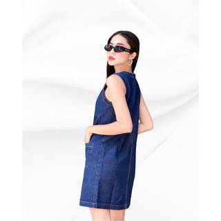 Đầm Jean Nữ JP Fashion Sát Nách, Form A Hàn Quốc, Nút Vàng Cá Tính, 2 Màu Xanh Và Đen 11011726