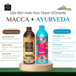 Combo ĐẶC BIỆT 2 chai Sữa Tắm nước hoa Tesori d'Oriente 500ml chính hãng kèm vòi nhập khẩu trực tiếp từ Ý
