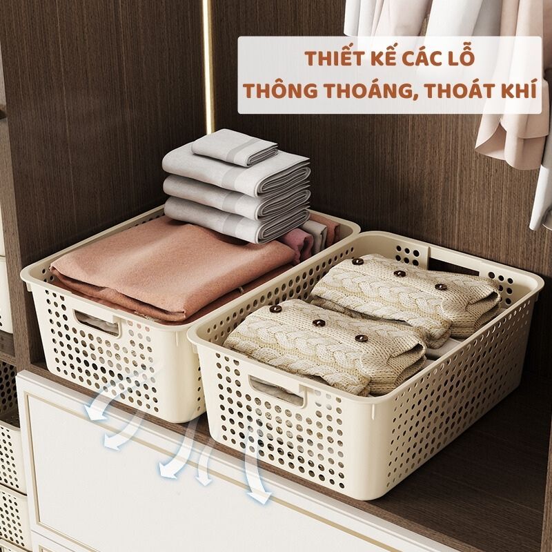 Combo Khay Nhựa Chữ Nhật ENODA HOME, Rổ Nhựa PP Đựng Đồ Đa Năng Q034