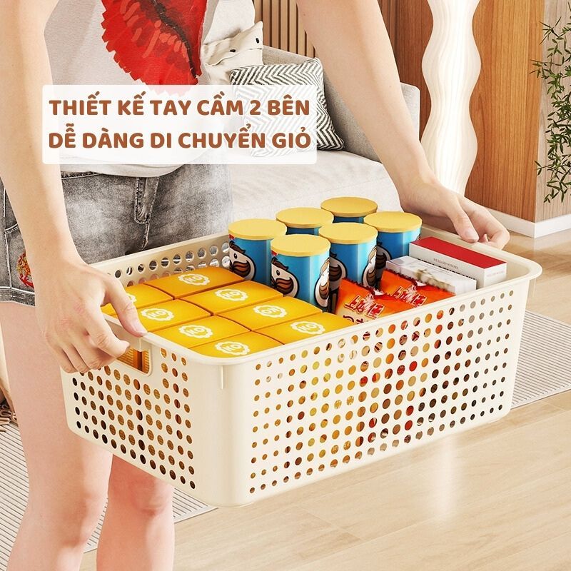 Combo Khay Nhựa Chữ Nhật ENODA HOME, Rổ Nhựa PP Đựng Đồ Đa Năng Q034