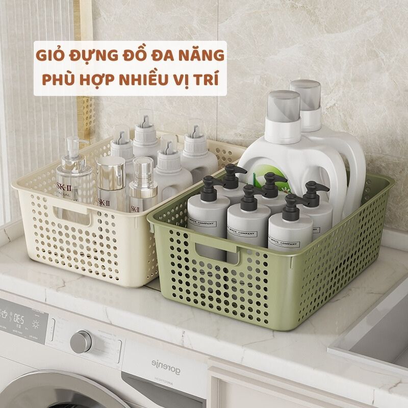 Combo Khay Nhựa Chữ Nhật ENODA HOME, Rổ Nhựa PP Đựng Đồ Đa Năng Q034