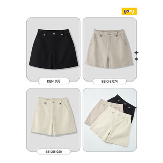 Quần shorts khaki nữ YODY dáng A đỉa kẹp cúc  co giãn nhẹ tôn dáng WCCS25S014