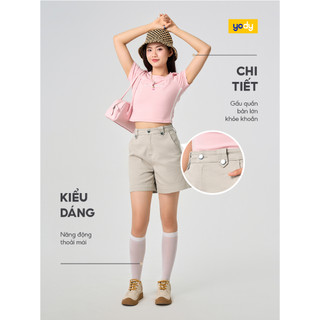 Quần shorts khaki nữ YODY dáng A đỉa kẹp cúc  co giãn nhẹ tôn dáng WCCS25S014