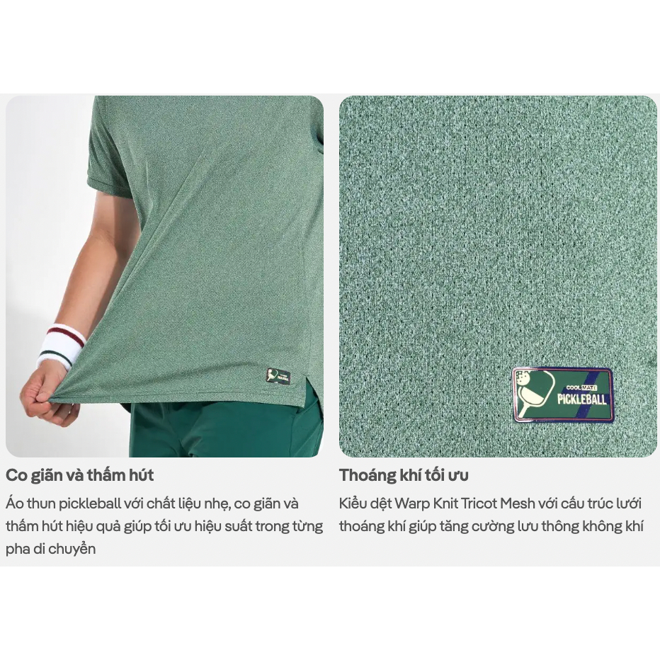 [MUA 4 GIẢM 20%]Áo thun thể thao nam Pickleball Drive Shot, thoáng khí thấm hút tốt Coolmate