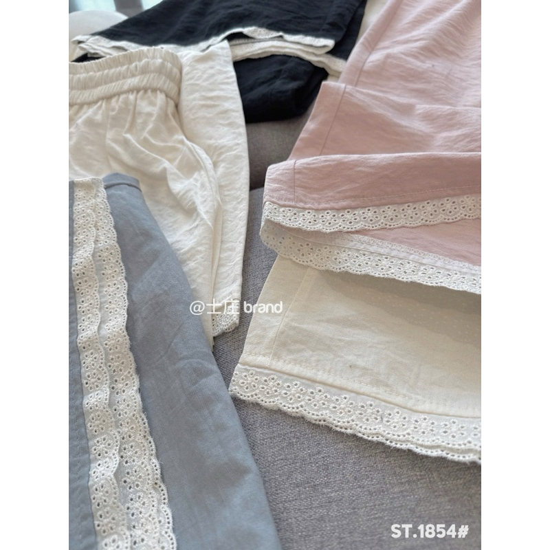 Quần Dài Nữ Dáng Suông Phối Viền Ren 1854 Chất Vải Đũi Lụa Nhật Mềm Mát Xuân Hè SANA CLOSET #1854