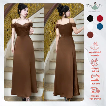 Đầm Dạ Hội Bẹt Vai Xếp Ly Bigsize Trung Niên, Váy Dạ Hội Đi Tiệc Trẻ Trung Đi Tiệc Mã Dạ Hội M98