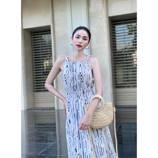 Đầm Nữ JP Fashion Dáng Suông Cổ Yếm, Vải Kate Thoáng Mát - Họa Tiết Kẻ Sọc  - Mã 11011712