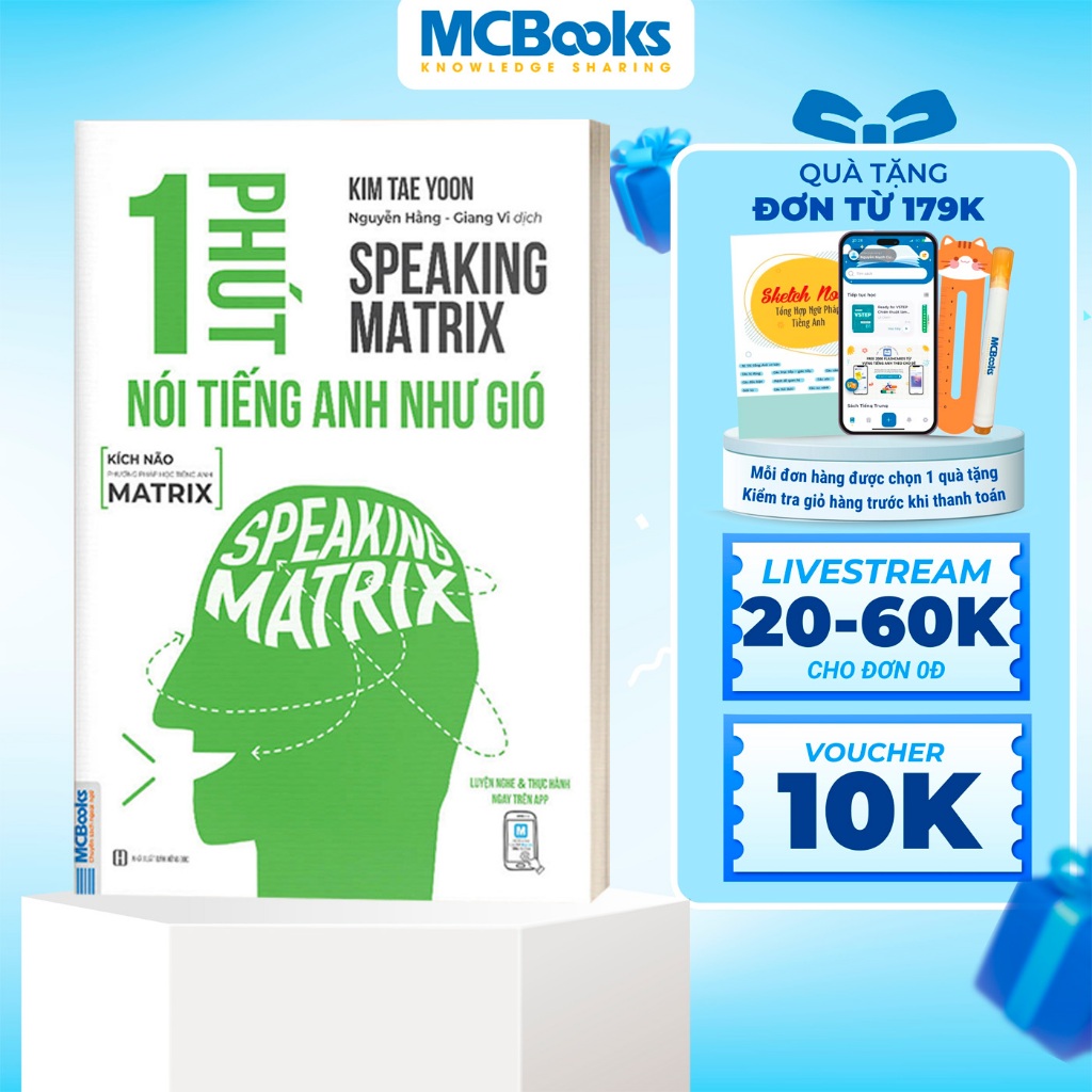 Sách - 1 Phút Nói Tiếng Anh Như Gió - Speaking Matrix - Học Qua App Online