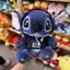 Gấu bông stitch xanh mặc áo khoác yếm bò cute dễ thương, Stitch nhập khẩu lông dài cao cấp mẫu mới, Bobesu