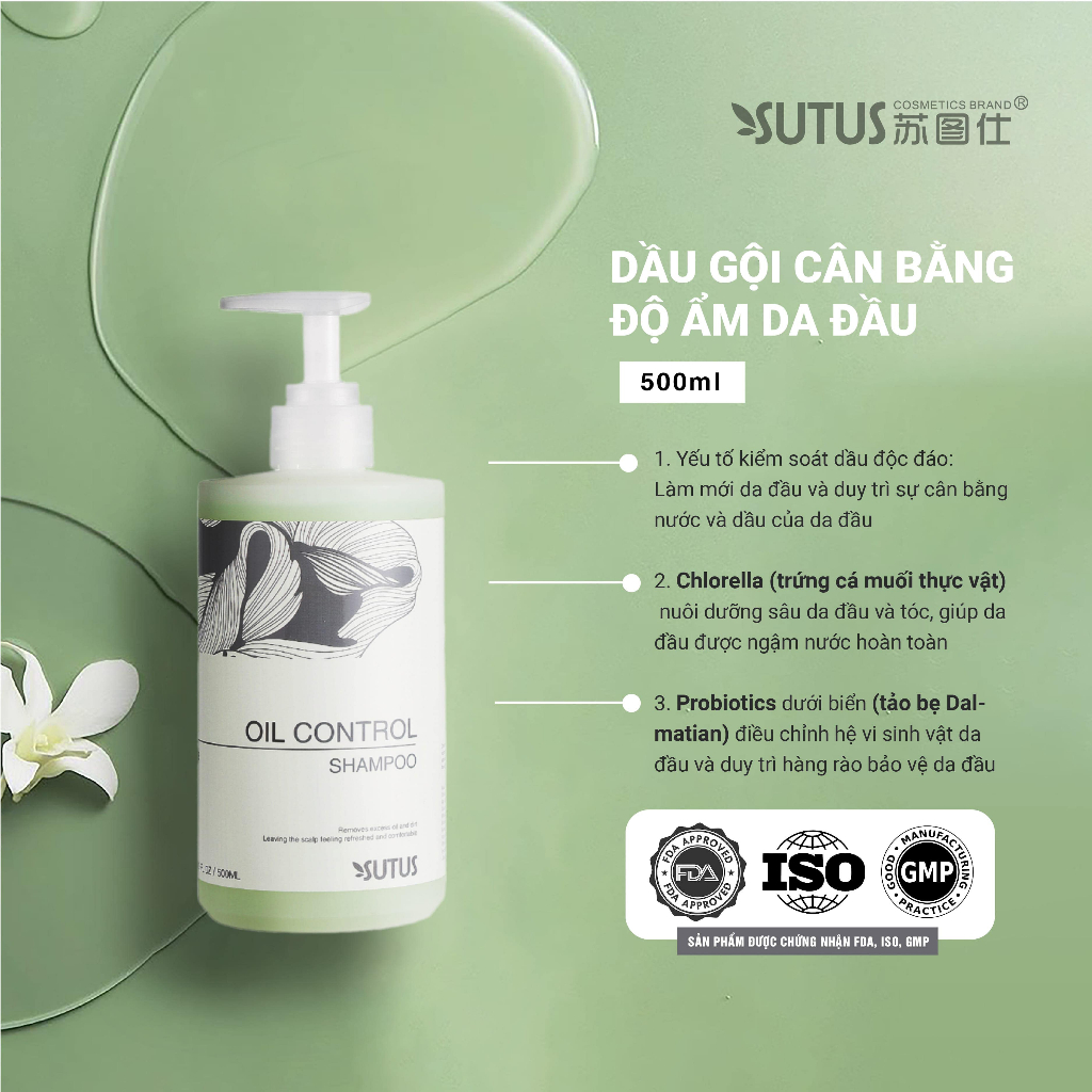 Dầu gội giảm rụng tóc, chăm sóc da đầu & kiểm soát dầu - Sutus Oil control