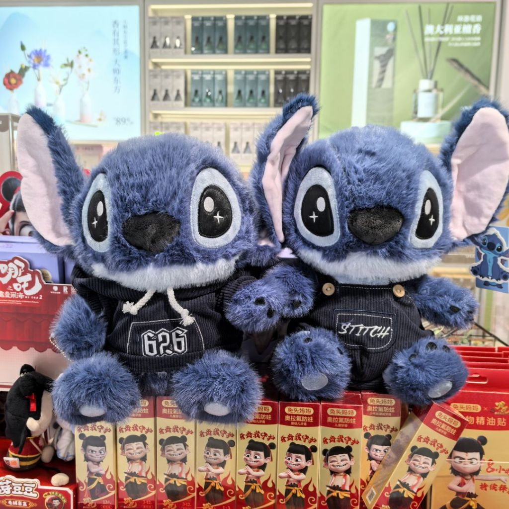 [ HÀNG SẴN ] Gấu bông stitch xanh mặc quần áo dễ thương, Gấu nhồi bông stitch lông thỏ cao cấp