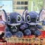 Gấu bông stitch xanh mặc áo khoác yếm bò cute dễ thương, Stitch nhập khẩu lông dài cao cấp mẫu mới, Bobesu