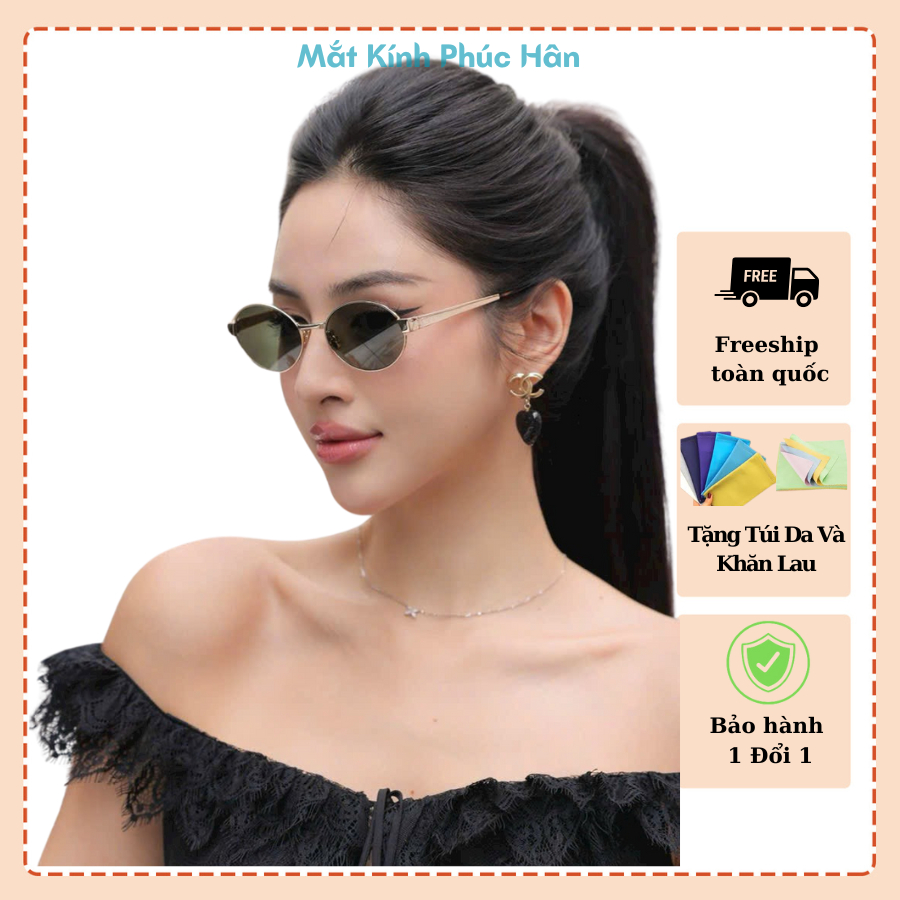 Kính Râm Oval Thời Trang Hottrend Phong Cách Cổ Điển Gọng Kim loại Siêu ...