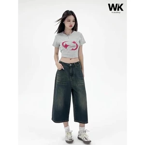 Quần Wide Leg Short Jean AuraNH Studio, Quần Ống Rộng, Quần Jeans Short Lửng Phong Cách Hàn Quốc Cá Tín