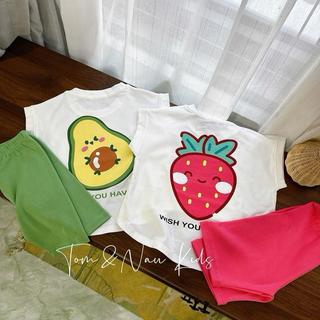 S228-Set áo thun FORM RỘNG HAPPY phối quần leggin cho bé gái size từ 9-40Kg