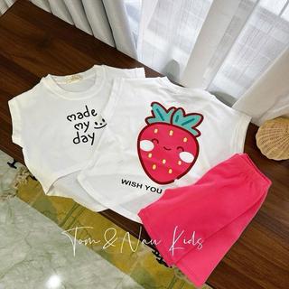 S228-Set áo thun FORM RỘNG HAPPY phối quần leggin cho bé gái size từ 9-40Kg