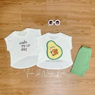 S228-Set áo thun FORM RỘNG HAPPY phối quần leggin cho bé gái size từ 9-40Kg