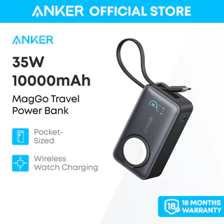 Pin dự phòng Anker MagGo cho, Bộ pin nhỏ gọn 10.000mAh được chứng nhận chính thức với cáp USB-C tích hợp A1657
