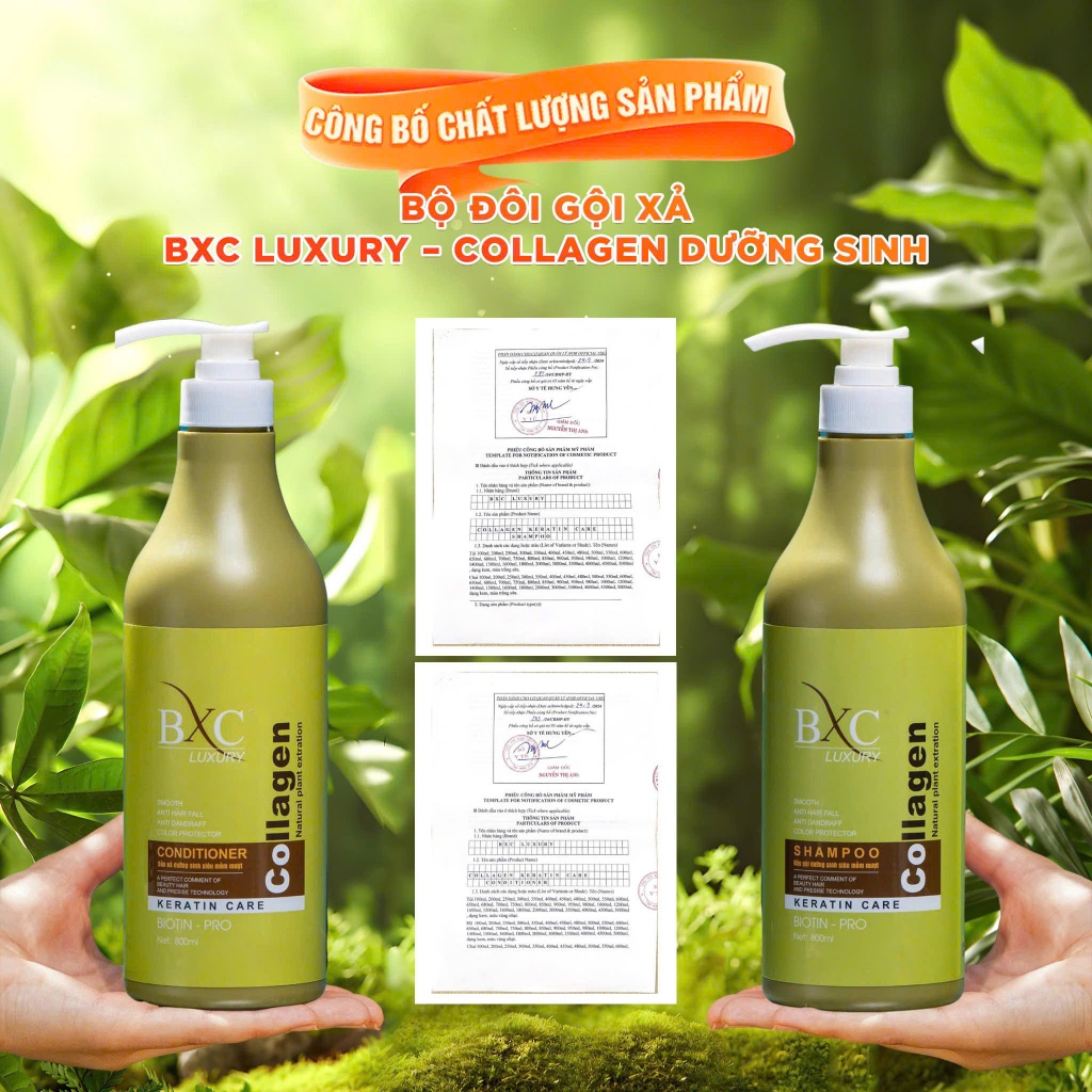 Gội Xả Colagen BXC Dưỡng Sinh phục hồi hư tổn giảm rụng tóc 800ml/chai