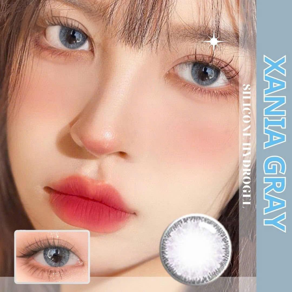 Kính áp tròng cận y tế màu xám xanh Xania Gray Eyemera Silicone hydrogel thời gian đeo 14-24h hạn dùng 12 tháng EyeBlink
