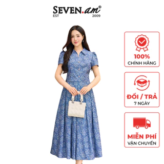 Set xanh hoạ tiết vân hoa hồng thời trang nữ Seven.AM M113152I - M730318I