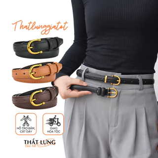 Thắt lưng nữ bản nhỏ màu vàng đồng - Dây nịt nữ da sang trọng bản 1.8cm TL091-Thắt Lưng Giá Tốt