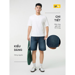 Quần short jeans nam YODY regular mài xước mềm mại, độ bền cao, thông thoáng MCJS25S007