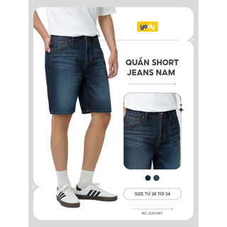 Quần short jeans nam YODY regular mài xước mềm mại, độ bền cao, thông thoáng MCJS25S007