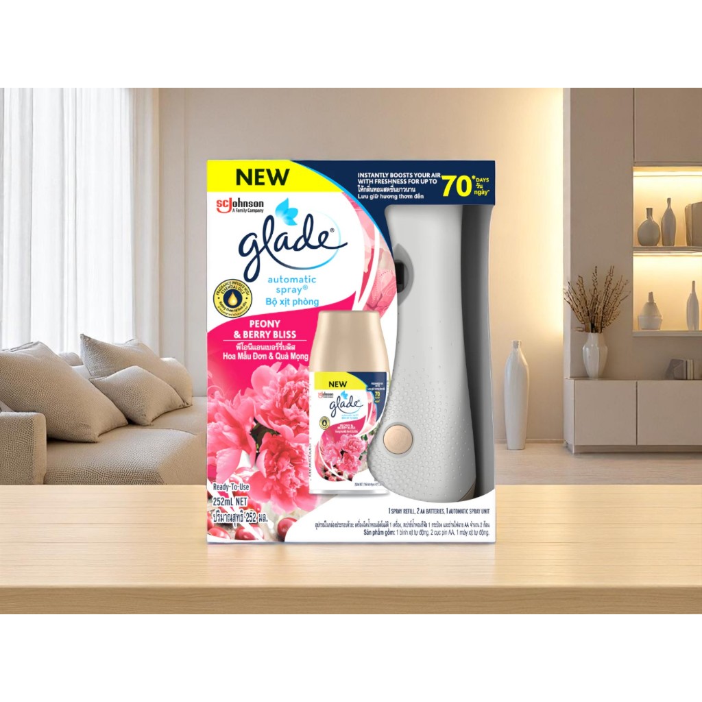 Máy Xịt Thơm Phòng Tự Động Thái Lan Glade Hương Hoa Mẫu Đơn (PEONY)