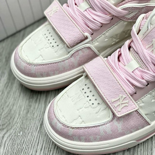 Giày thể thao thời trang bigsize nữ độn đế tăng chiều cao MLB chunky liner NY màu trắng hồng êm nhẹ , sneaker cao cấp