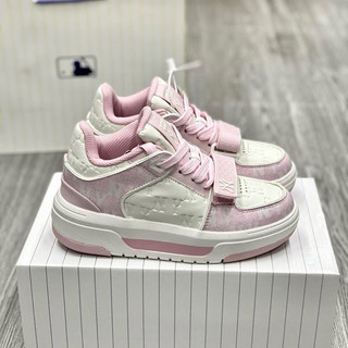 Giày thể thao thời trang bigsize nữ độn đế tăng chiều cao MLB chunky liner NY màu trắng hồng êm nhẹ , sneaker cao cấp