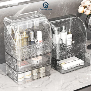 Kệ Đựng Mỹ Phẩm Trong Suốt 2 Tầng Vân Kim Cương Có Ngăn Kéo Đựng Đồ Trang Điểm Gọn Gàng Sang Trọng