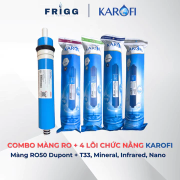 Combo 5 Lõi Lọc Gồm Màng RO 50GDP Dupont và 4 lõi chức năng 5678 Karofi dùng cho máy lọc nước RO gia đình