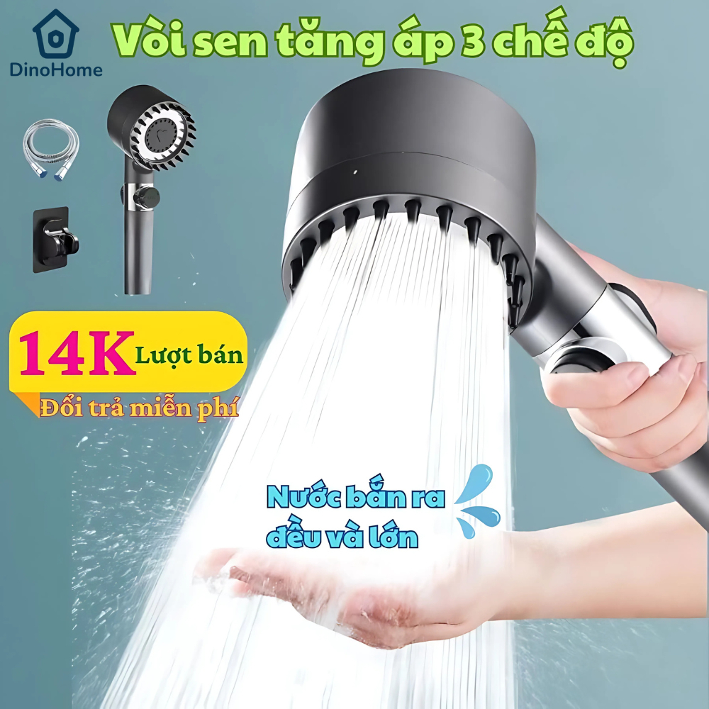 [HÀNG LOẠI 1] Vòi sen tăng áp ba chế độ áp suất cao, tích hợp bàn chải massage cơ thể