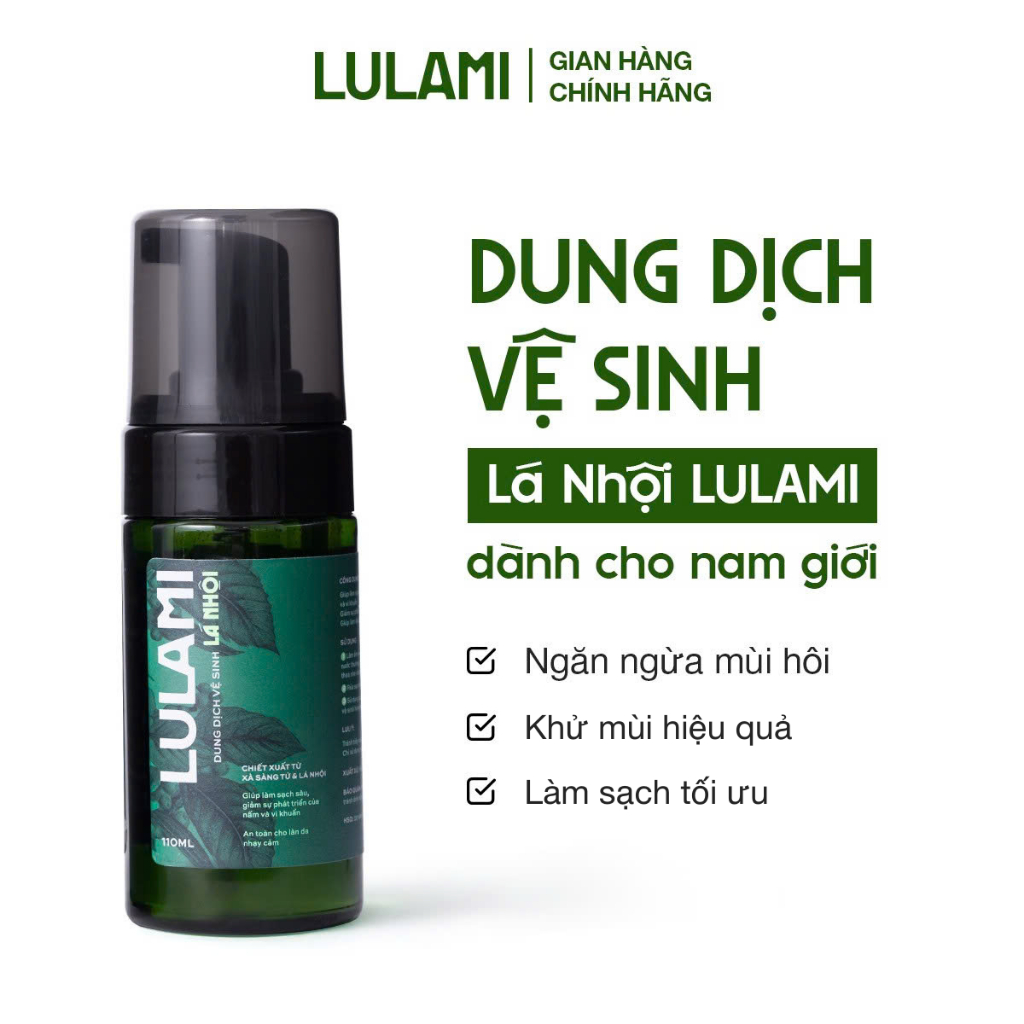 Dung dịch vệ sinh nam giới Lá Nhội LULAMI Sạch sâu và Thơm lâu Dạng bọt - Dung tích 110ml