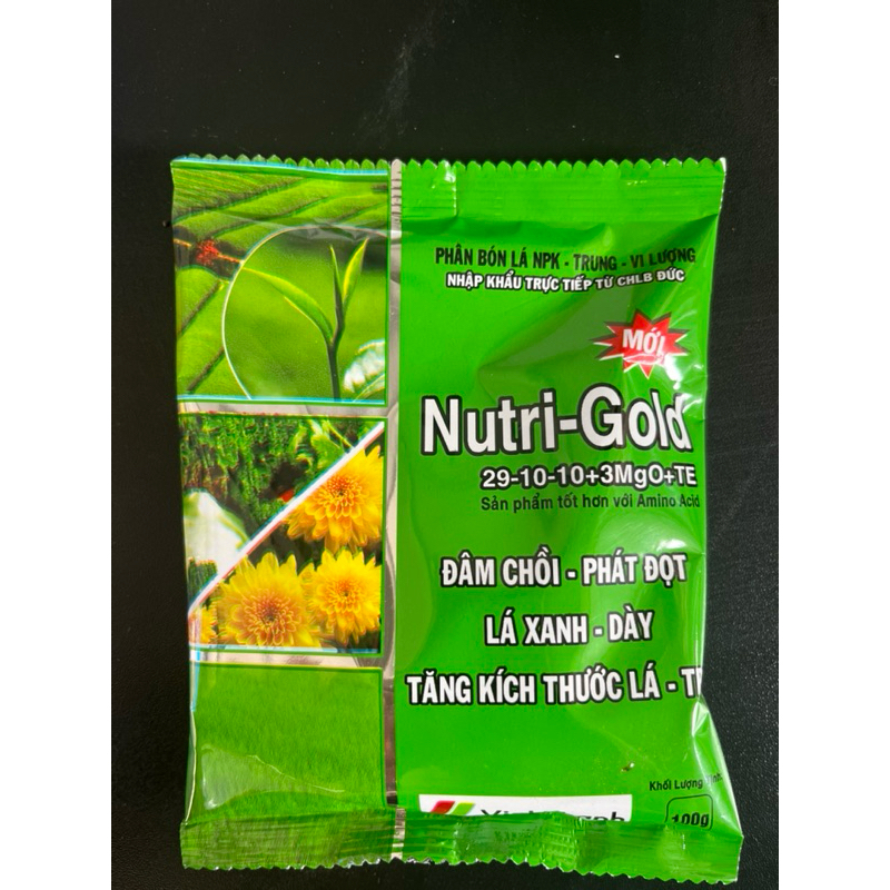 Phân bón lá Nutri-gold 29-10-10 VinhThanh Đâm chồi phát đọt gói 100g