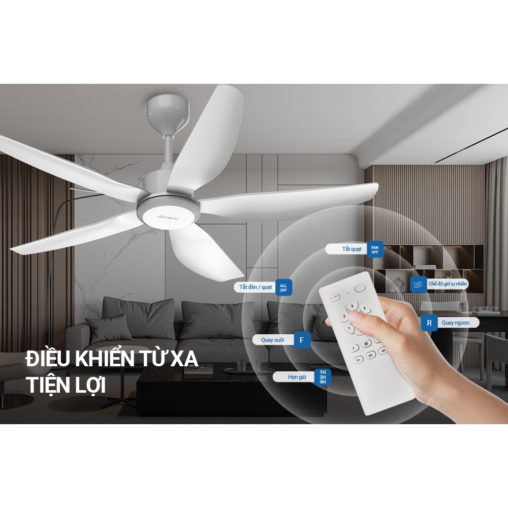 [MIỄN PHÍ LẮP ĐẶT] Quạt trần 5 cánh SUNHOUSE APEX APF7663