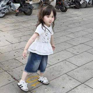 S457- Set áo thun bèo phối quần Short bò cho bé gái size từ 8-35Kg
