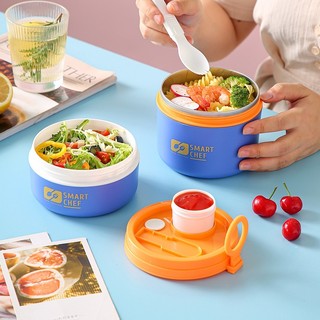 Hộp Cơm Văn Phòng MiNi 2 Tầng Tiện Lợi Mang Theo Đi Làm .Hộp Cơm Tròn In Hình Dễ Thương Có Kèm Thìa