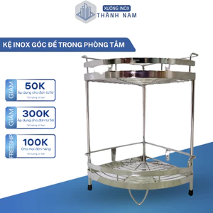 Kệ góc inox 304 2 tầng mặt lưới chân đế cao su để đồ phòng tắm gọn gàng bền bỉ không han gỉ