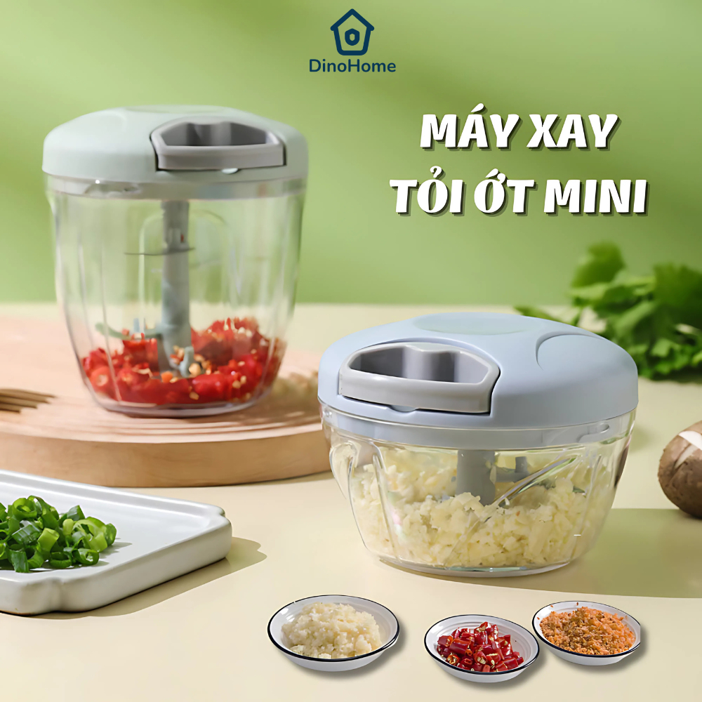 Máy Xay Tỏi Ớt Cầm Tay Mini DinoHome, Dụng Cụ Xay Tỏi, Ớt Dây Rút Tiện Lợi, Máy Xay Nhà Bếp Mini