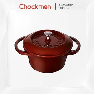 Nồi Hầm Kho CHOCKMEN Gang Đúc Nguyên Khối Cao Cấp Size 12cm Nồi Luộc Hấp Chiên Rán Nấu Canh Nấu Lẩu Dùng Bếp Từ